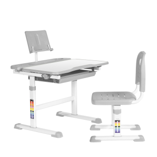 Комплект Anatomica Avgusta парта + стул + выдвижной ящик + подставка белый/серый